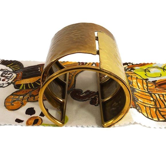 Vintage LANVIN Hammered Brass Oracle Cuff Bracelet S/S 2013 Runway - Picture 10 of 10